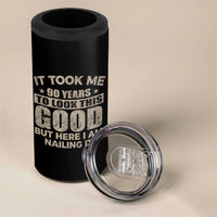 Funny 90th Birthday 4 in 1 Can Cooler Tumbler Retro Grandpa Grandma Bday Gift