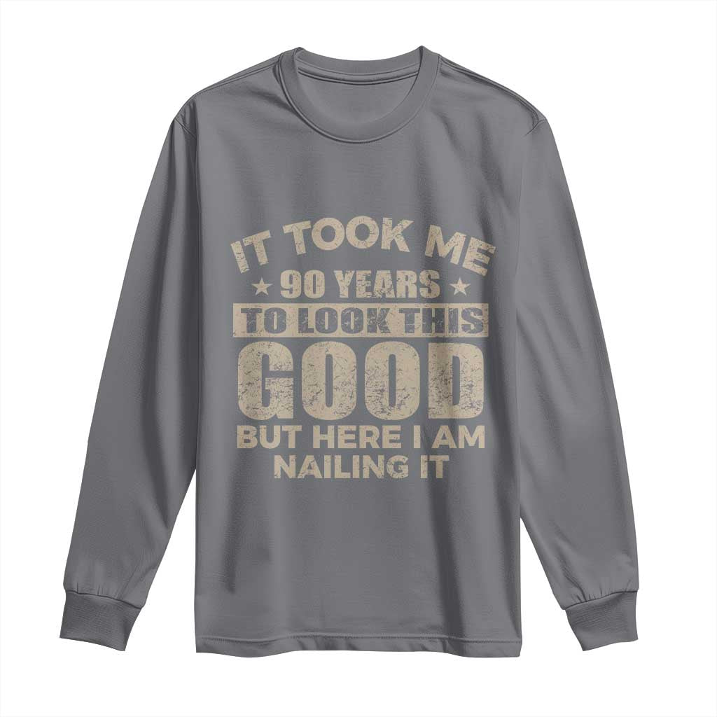 Funny 90th Birthday Long Sleeve Shirt Retro Grandpa Grandma Bday Gift