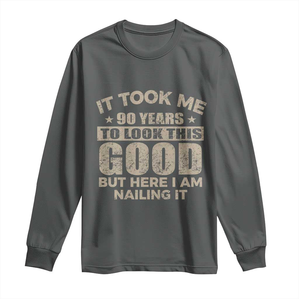Funny 90th Birthday Long Sleeve Shirt Retro Grandpa Grandma Bday Gift