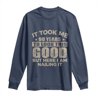 Funny 90th Birthday Long Sleeve Shirt Retro Grandpa Grandma Bday Gift