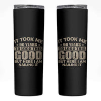 Funny 90th Birthday Skinny Tumbler Retro Grandpa Grandma Bday Gift