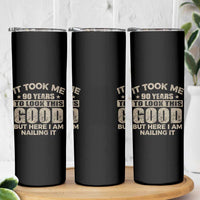 Funny 90th Birthday Skinny Tumbler Retro Grandpa Grandma Bday Gift