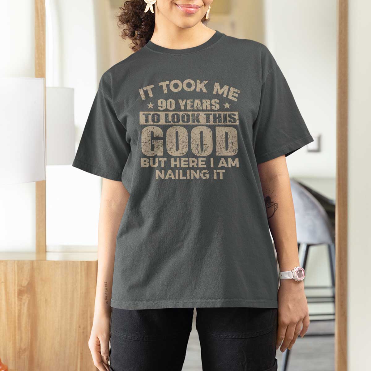 Funny 90th Birthday T Shirt For Women Retro Grandpa Grandma Bday Gift