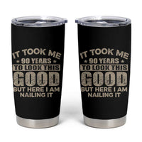 Funny 90th Birthday Tumbler Cup Retro Grandpa Grandma Bday Gift