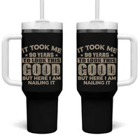 Funny 90th Birthday Tumbler With Handle Retro Grandpa Grandma Bday Gift