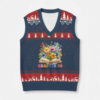 Personalized 90th Birthday Gift For Women V-Neck Knit Sweater Vest Custom Name Chapter 90 Flowers Book