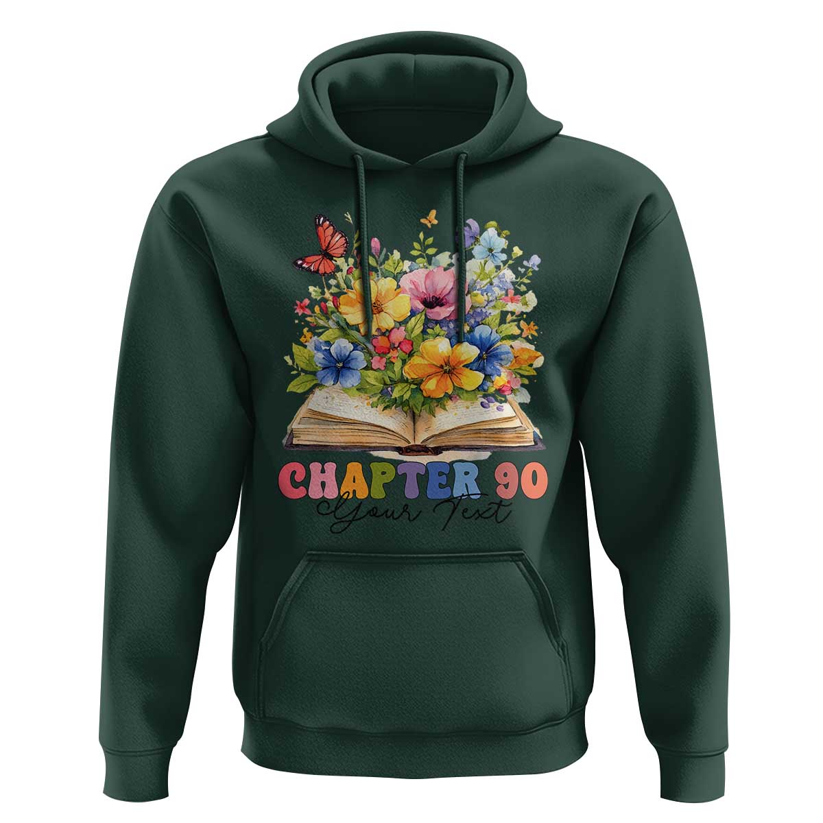 Personalized 90th Birthday Gift For Women Hoodie Custom Name Chapter 90 Flowers Book