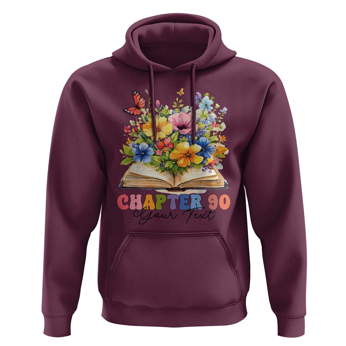 Personalized 90th Birthday Gift For Women Hoodie Custom Name Chapter 90 Flowers Book