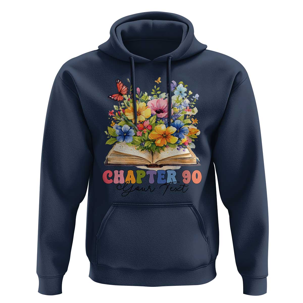 Personalized 90th Birthday Gift For Women Hoodie Custom Name Chapter 90 Flowers Book
