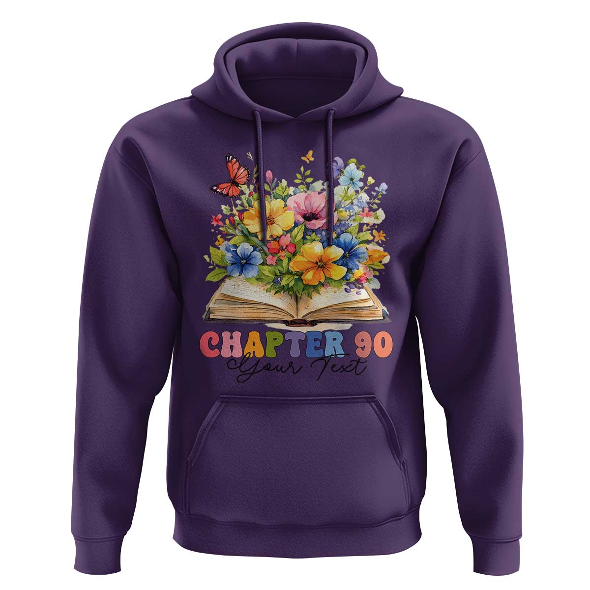 Personalized 90th Birthday Gift For Women Hoodie Custom Name Chapter 90 Flowers Book