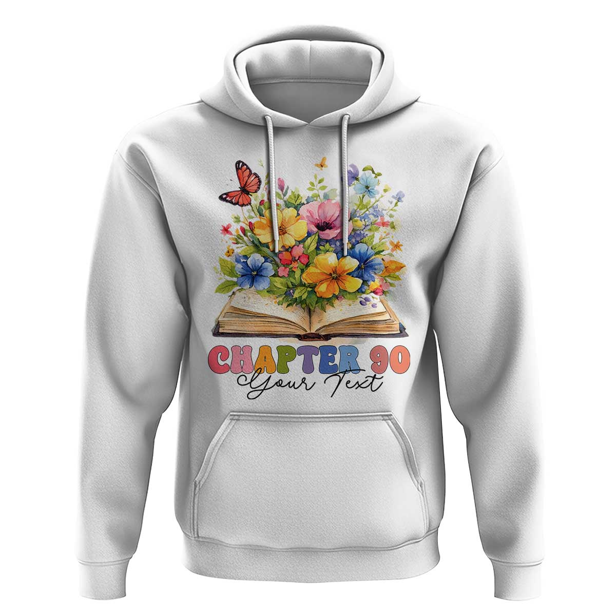 Personalized 90th Birthday Gift For Women Hoodie Custom Name Chapter 90 Flowers Book