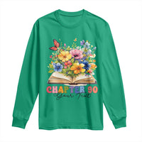 Personalized 90th Birthday Gift For Women Long Sleeve Shirt Custom Name Chapter 90 Flowers Book