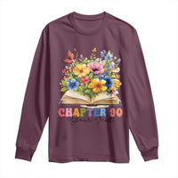 Personalized 90th Birthday Gift For Women Long Sleeve Shirt Custom Name Chapter 90 Flowers Book