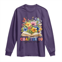 Personalized 90th Birthday Gift For Women Long Sleeve Shirt Custom Name Chapter 90 Flowers Book