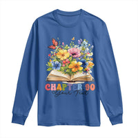 Personalized 90th Birthday Gift For Women Long Sleeve Shirt Custom Name Chapter 90 Flowers Book