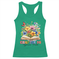 Personalized 90th Birthday Gift For Women Racerback Tank Top Custom Name Chapter 90 Flowers Book