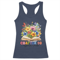Personalized 90th Birthday Gift For Women Racerback Tank Top Custom Name Chapter 90 Flowers Book