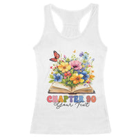 Personalized 90th Birthday Gift For Women Racerback Tank Top Custom Name Chapter 90 Flowers Book