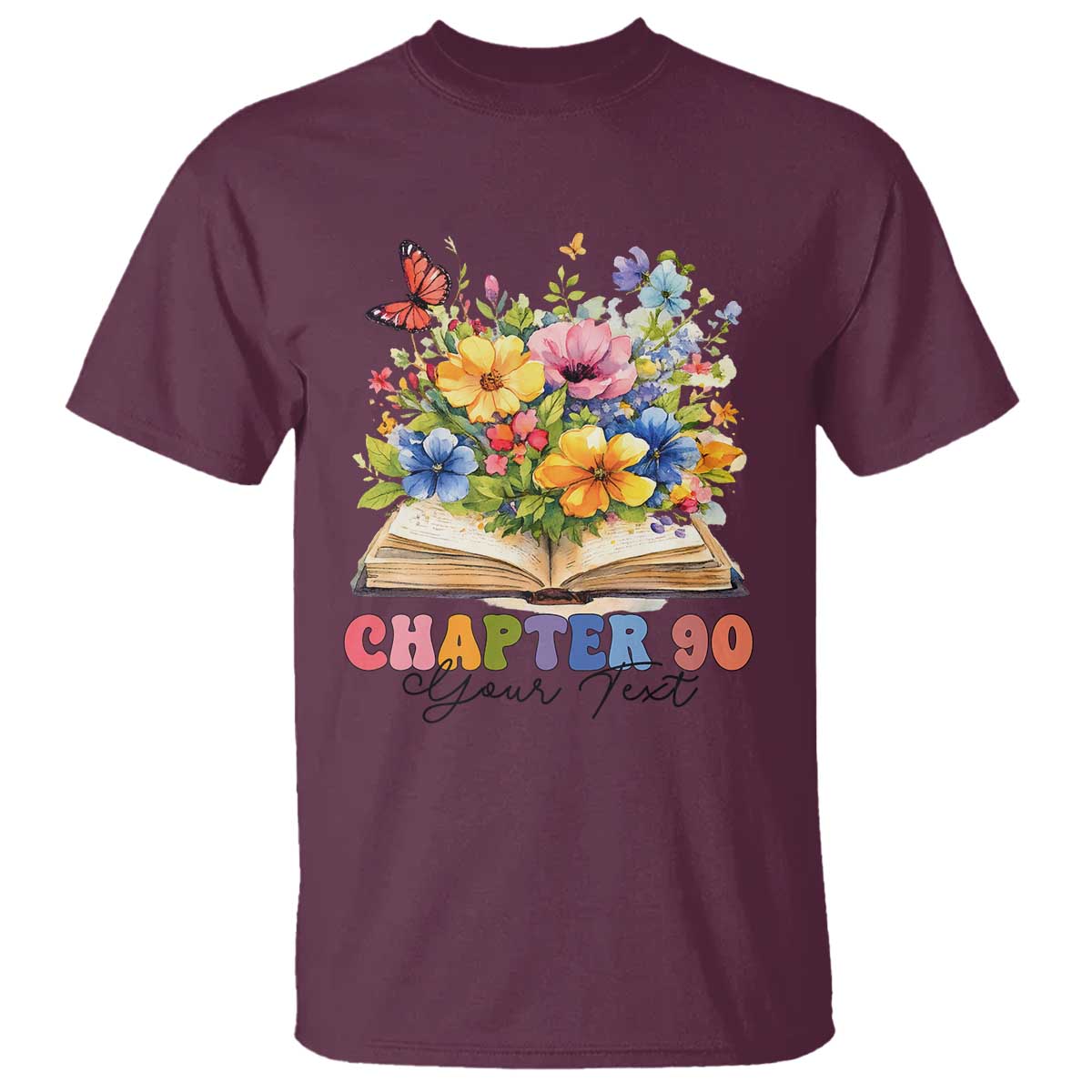 Personalized 90th Birthday Gift For Women T Shirt Custom Name Chapter 90 Flowers Book