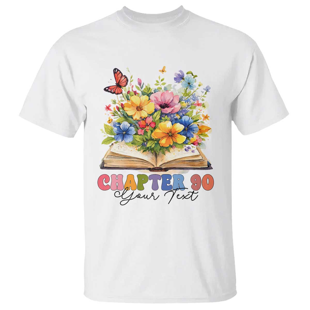 Personalized 90th Birthday Gift For Women T Shirt Custom Name Chapter 90 Flowers Book