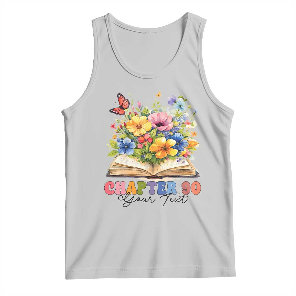 Personalized 90th Birthday Gift For Women Tank Top Custom Name Chapter 90 Flowers Book