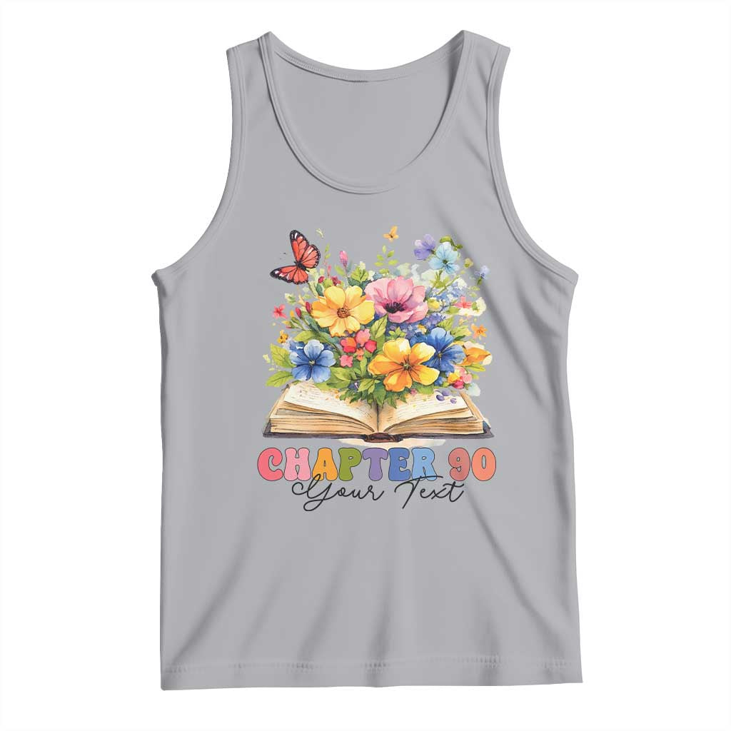 Personalized 90th Birthday Gift For Women Tank Top Custom Name Chapter 90 Flowers Book
