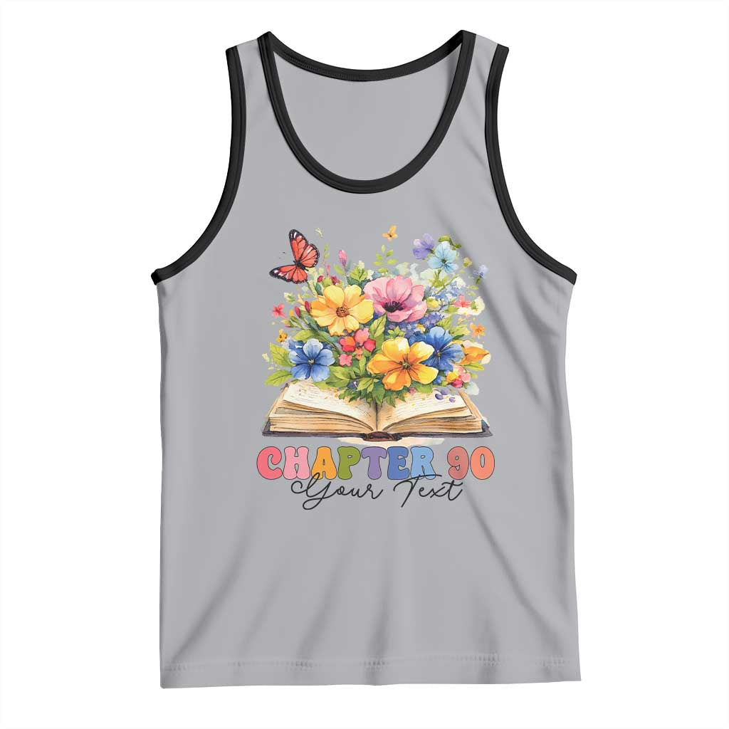 Personalized 90th Birthday Gift For Women Tank Top Custom Name Chapter 90 Flowers Book