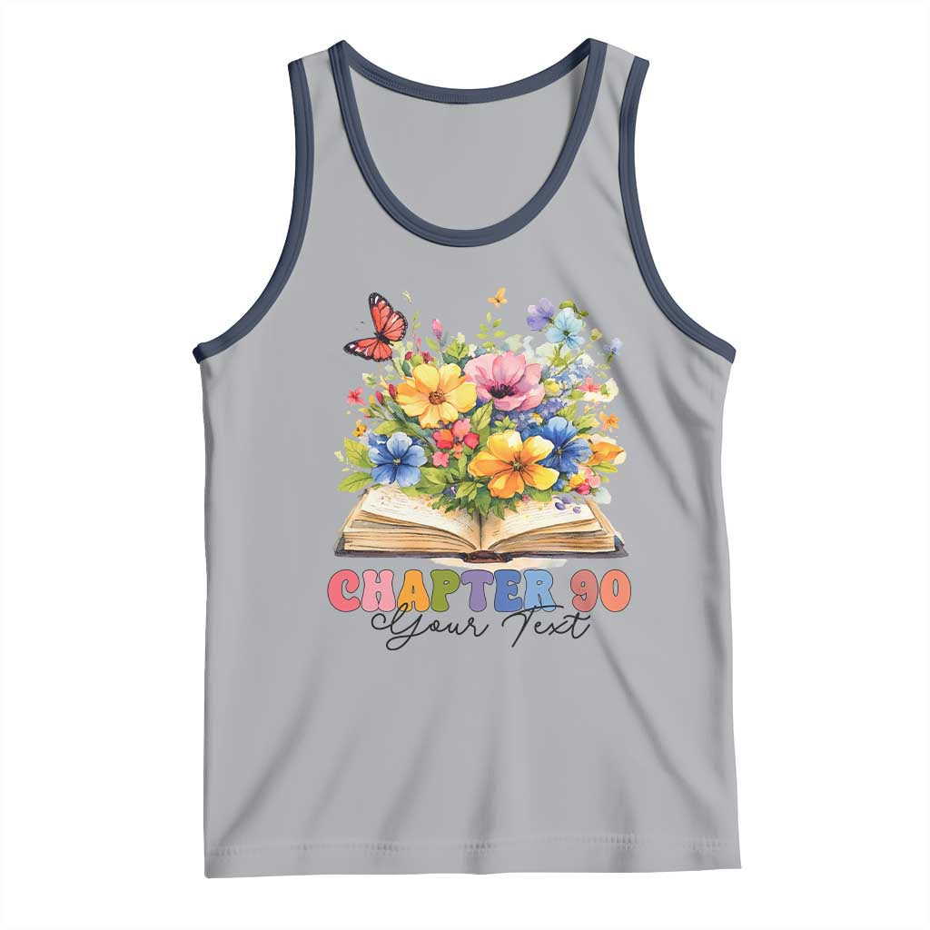 Personalized 90th Birthday Gift For Women Tank Top Custom Name Chapter 90 Flowers Book