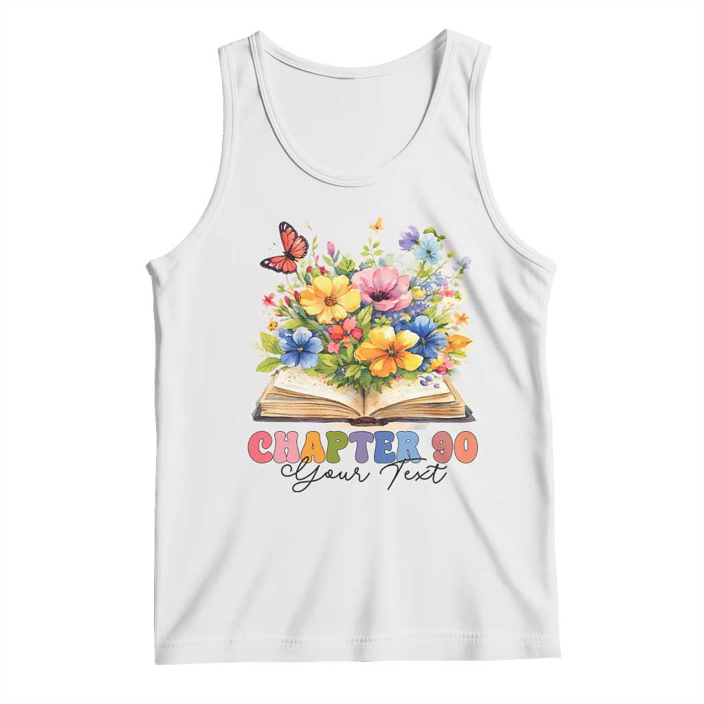 Personalized 90th Birthday Gift For Women Tank Top Custom Name Chapter 90 Flowers Book