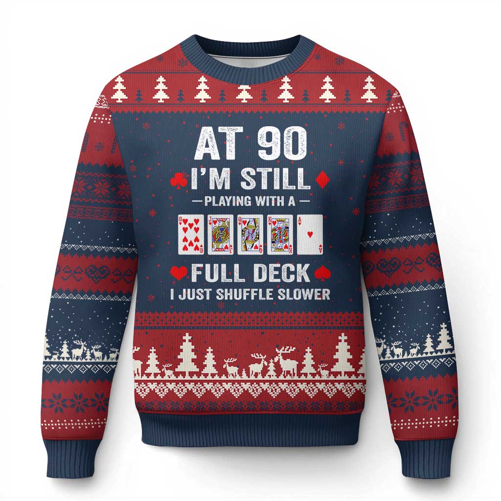 Funny 90th Birthday Ugly Christmas Sweater Funny 90 Year Old Cards