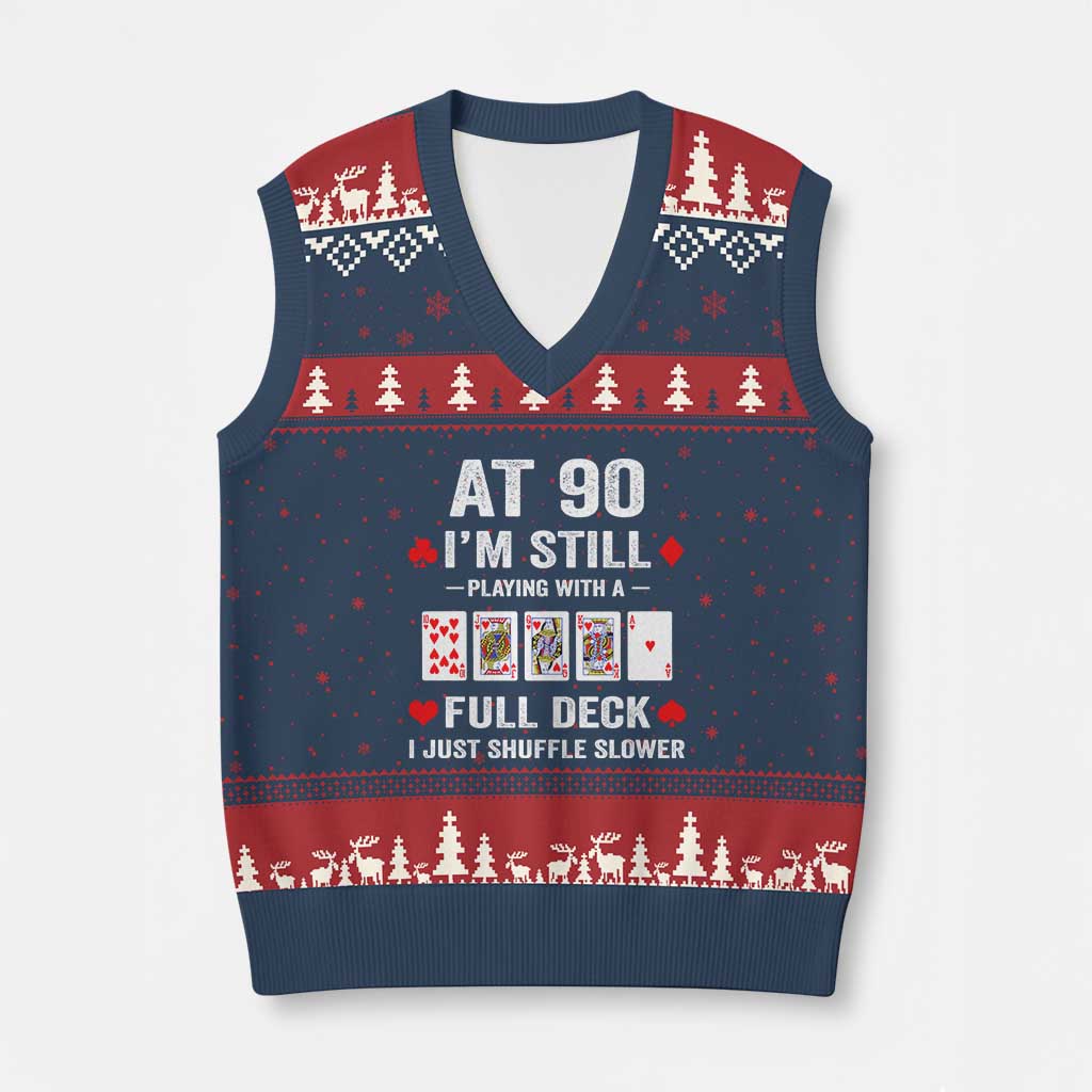 Funny 90th Birthday V-Neck Knit Sweater Vest Funny 90 Year Old Cards