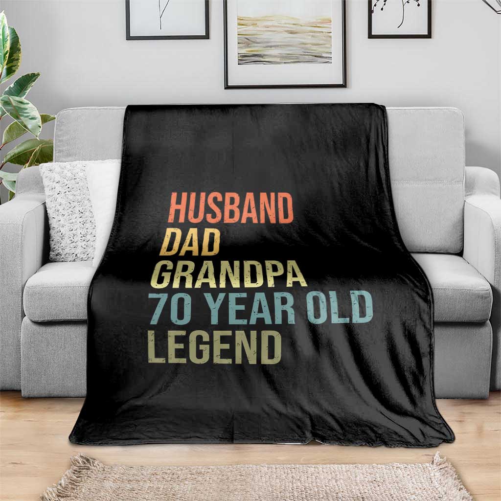 70th Birthday Throw Blanket Husband Dad Grandpa 70 Year Old Legend
