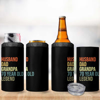 70th Birthday 4 in 1 Can Cooler Tumbler Husband Dad Grandpa 70 Year Old Legend