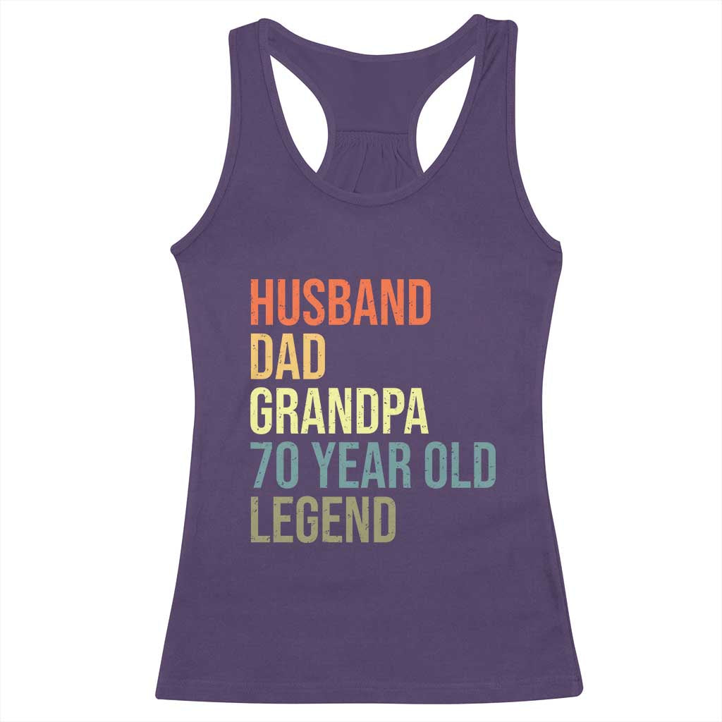 70th Birthday Racerback Tank Top Husband Dad Grandpa 70 Year Old Legend