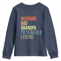 70th Birthday Youth Sweatshirt Husband Dad Grandpa 70 Year Old Legend