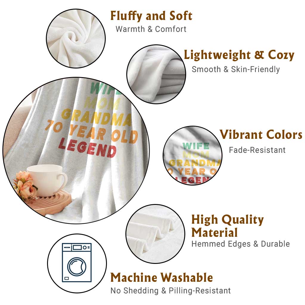 70th Birthday Gifts For Women Throw Blanket Wife Mom Grandma 70 Year Old Legend