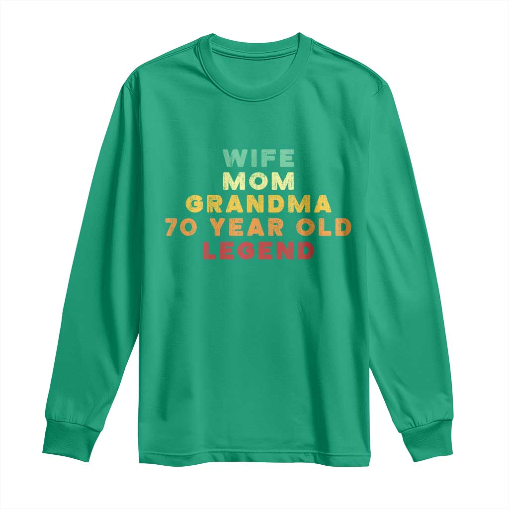 70th Birthday Gifts For Women Long Sleeve Shirt Wife Mom Grandma 70 Year Old Legend