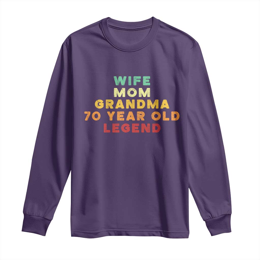 70th Birthday Gifts For Women Long Sleeve Shirt Wife Mom Grandma 70 Year Old Legend