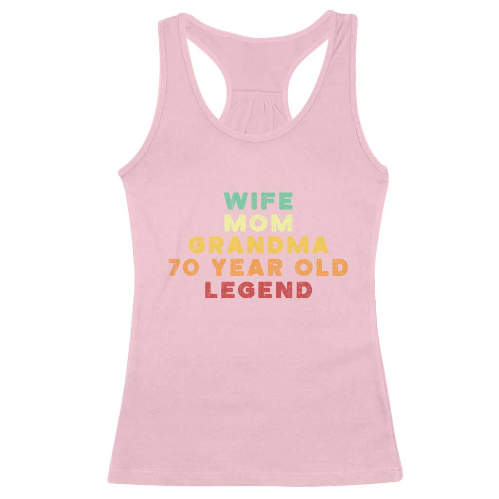 70th Birthday Gifts For Women Racerback Tank Top Wife Mom Grandma 70 Year Old Legend