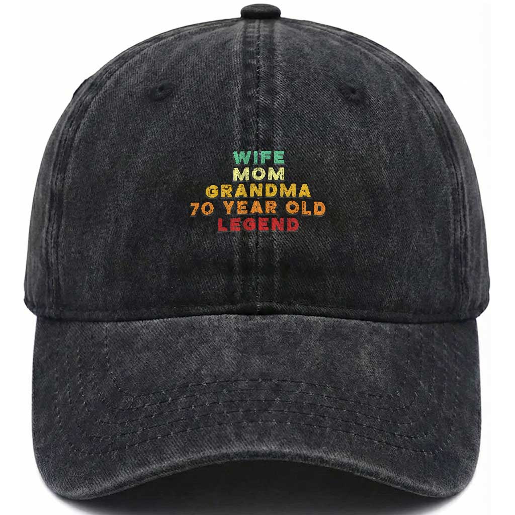70th Birthday Gifts For Women Washed Cotton Baseball Cap Wife Mom Grandma 70 Year Old Legend