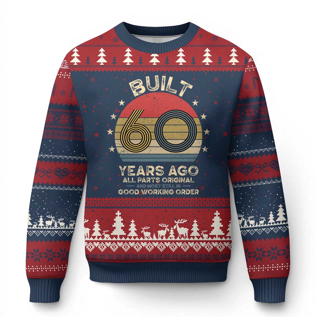 Funny 60th Birthday Ugly Christmas Sweater Vintage Retro Built 60 Years Ago