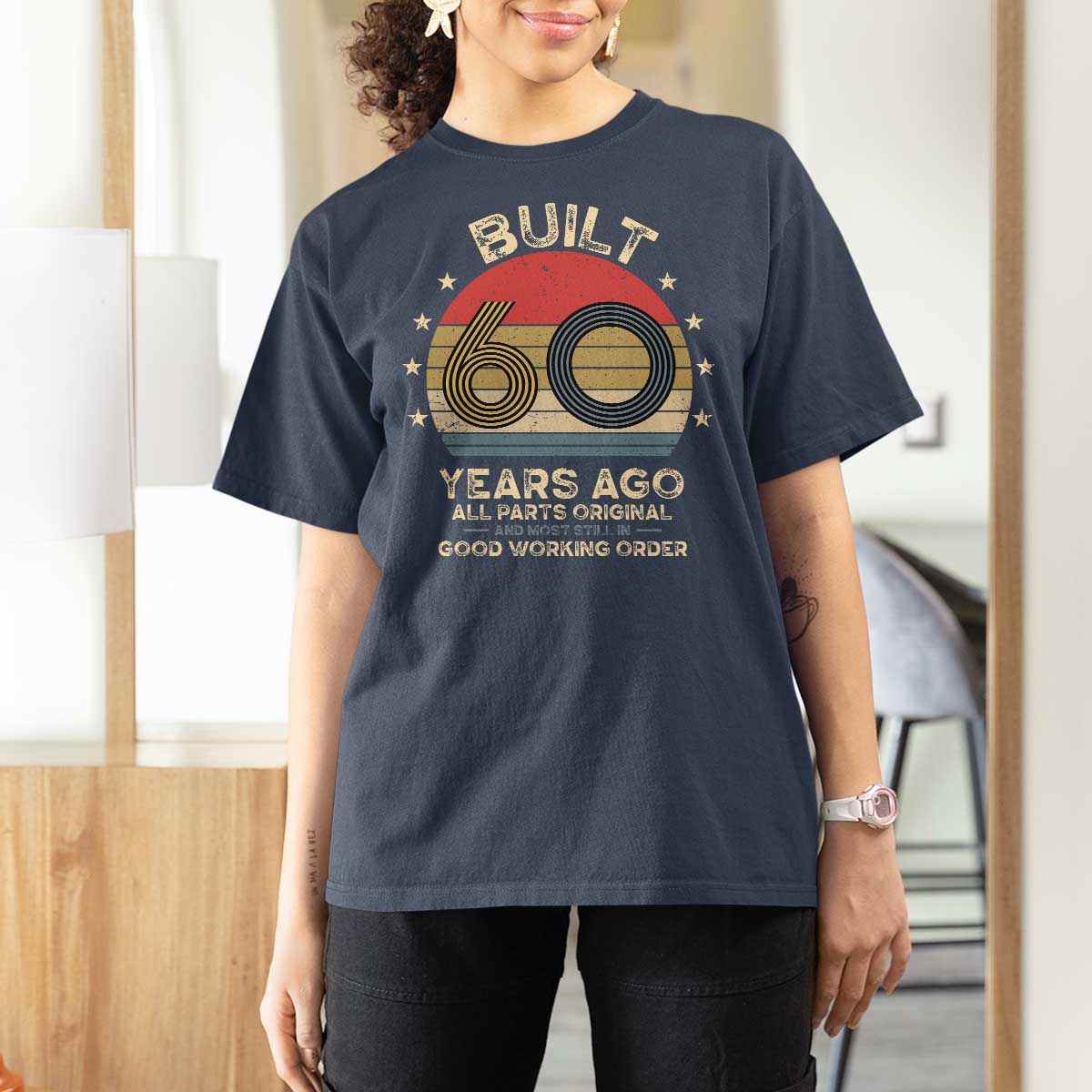 Funny 60th Birthday T Shirt For Women Vintage Retro Built 60 Years Ago