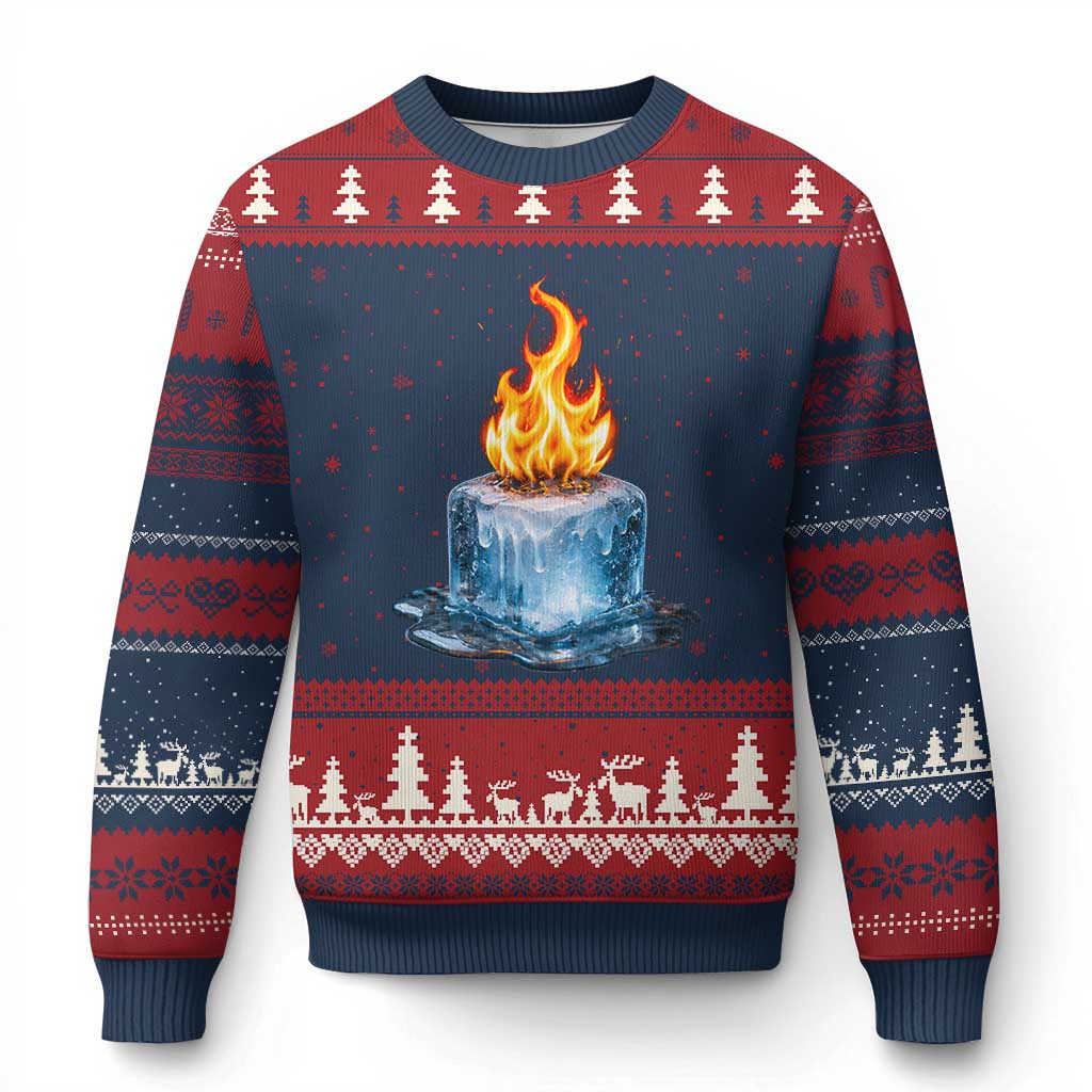 Subtle Anti Ice Ugly Christmas Sweater Ice Melting Satire Political Humor
