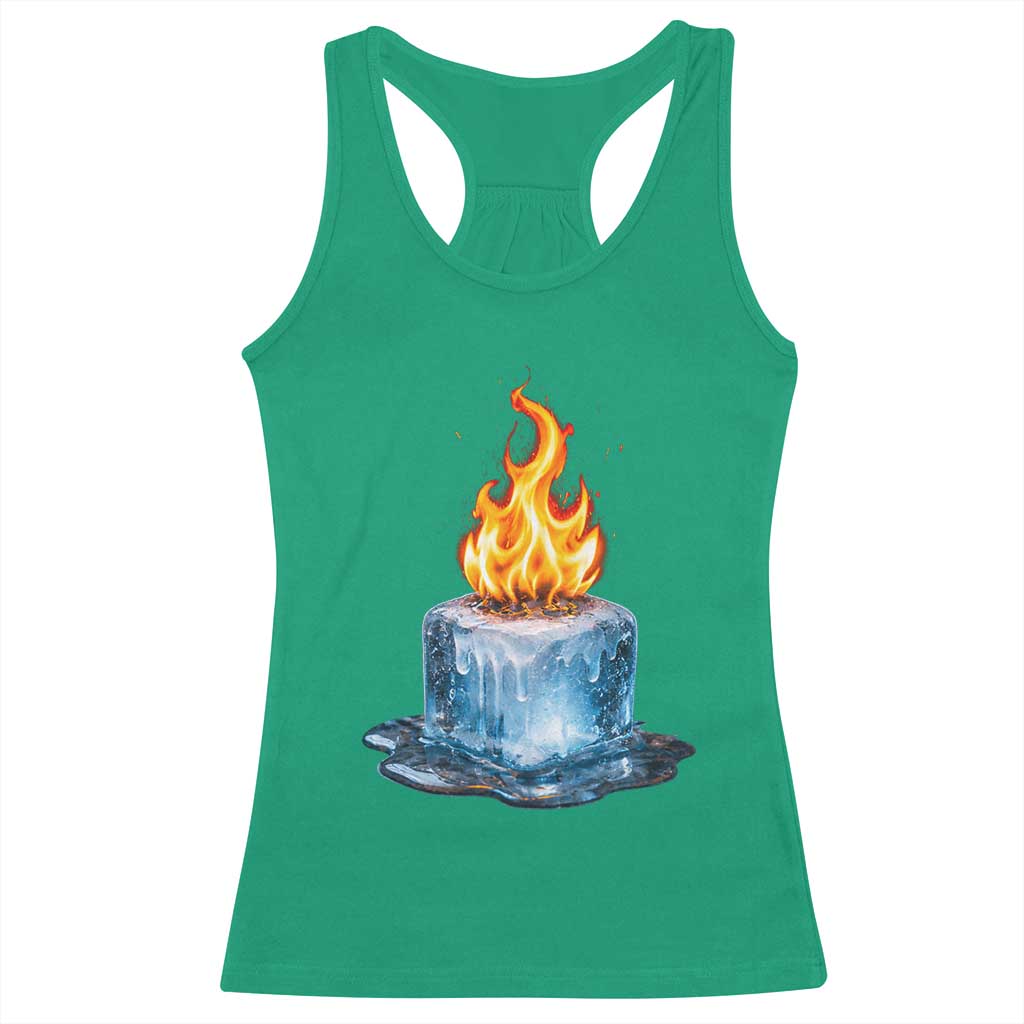 Subtle Anti Ice Racerback Tank Top Ice Melting Satire Political Humor