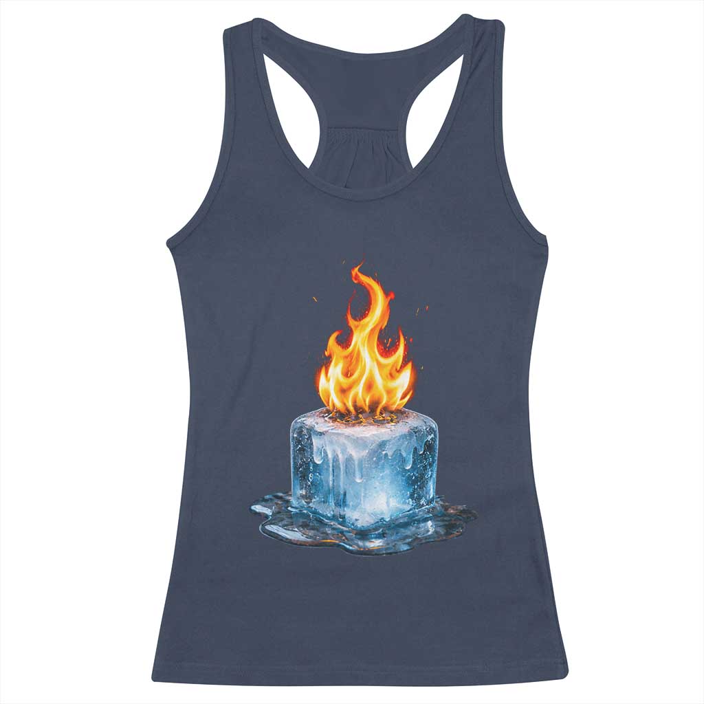 Subtle Anti Ice Racerback Tank Top Ice Melting Satire Political Humor