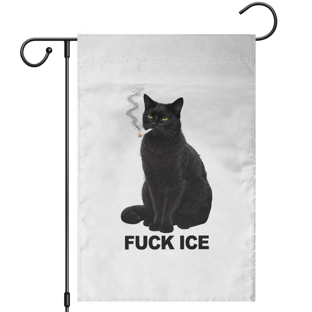 Fck Ice Smoking Cat Garden Flag Subtle FDT Black Cat Meme