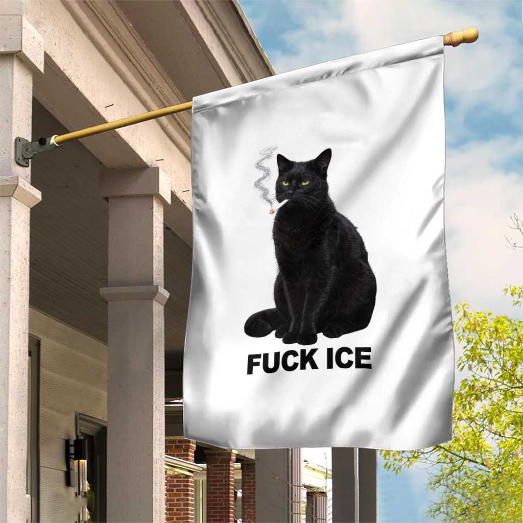 Fck Ice Smoking Cat Garden Flag Subtle FDT Black Cat Meme