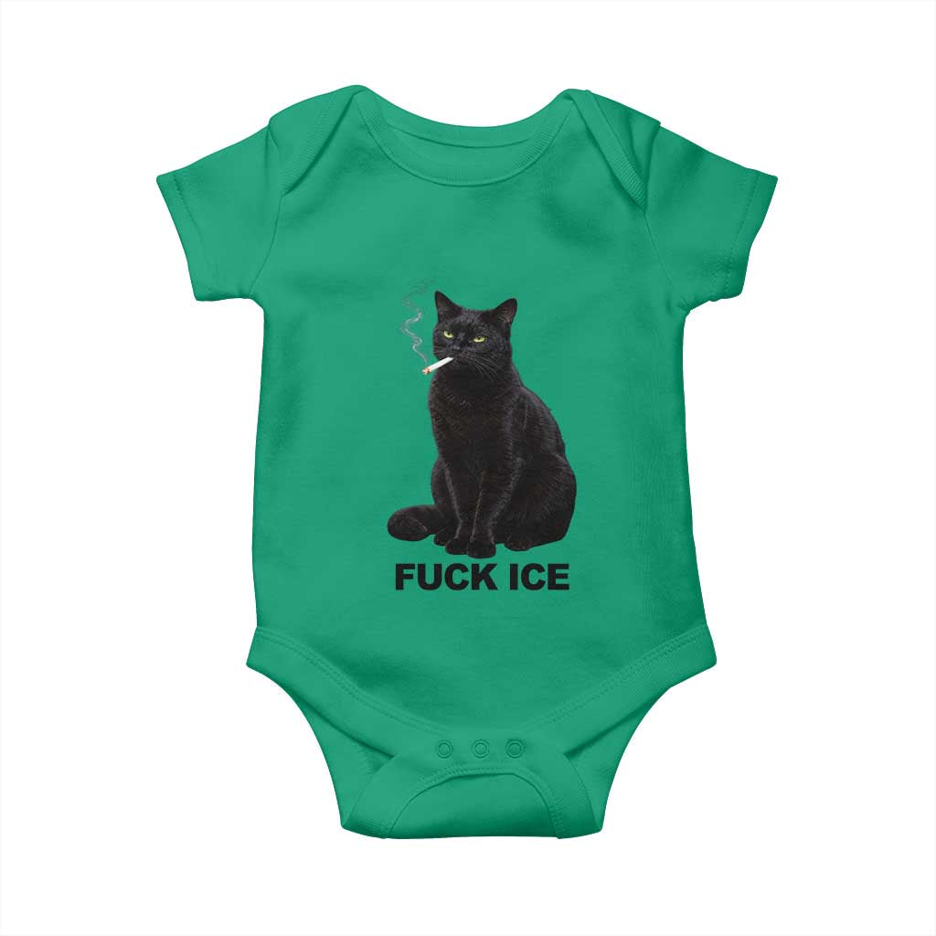 Fck Ice Smoking Cat Baby Onesie Subtle FDT Black Cat Meme