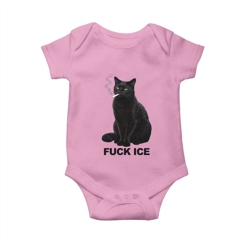 Fck Ice Smoking Cat Baby Onesie Subtle FDT Black Cat Meme