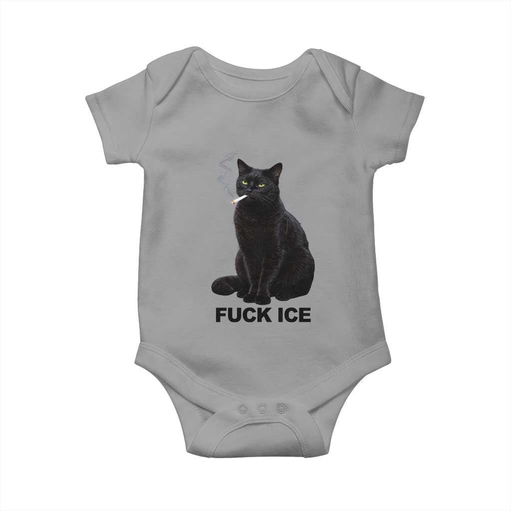 Fck Ice Smoking Cat Baby Onesie Subtle FDT Black Cat Meme